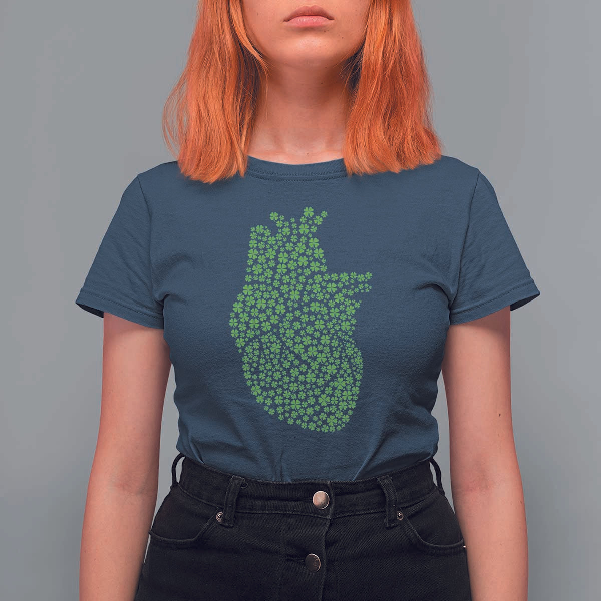 Lucky Shamrocks Heart T Shirt For Women Anatomical Anatomy St Patrick's Day