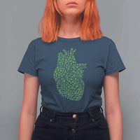 Lucky Shamrocks Heart T Shirt For Women Anatomical Anatomy St Patrick's Day