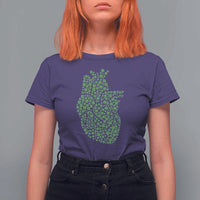 Lucky Shamrocks Heart T Shirt For Women Anatomical Anatomy St Patrick's Day