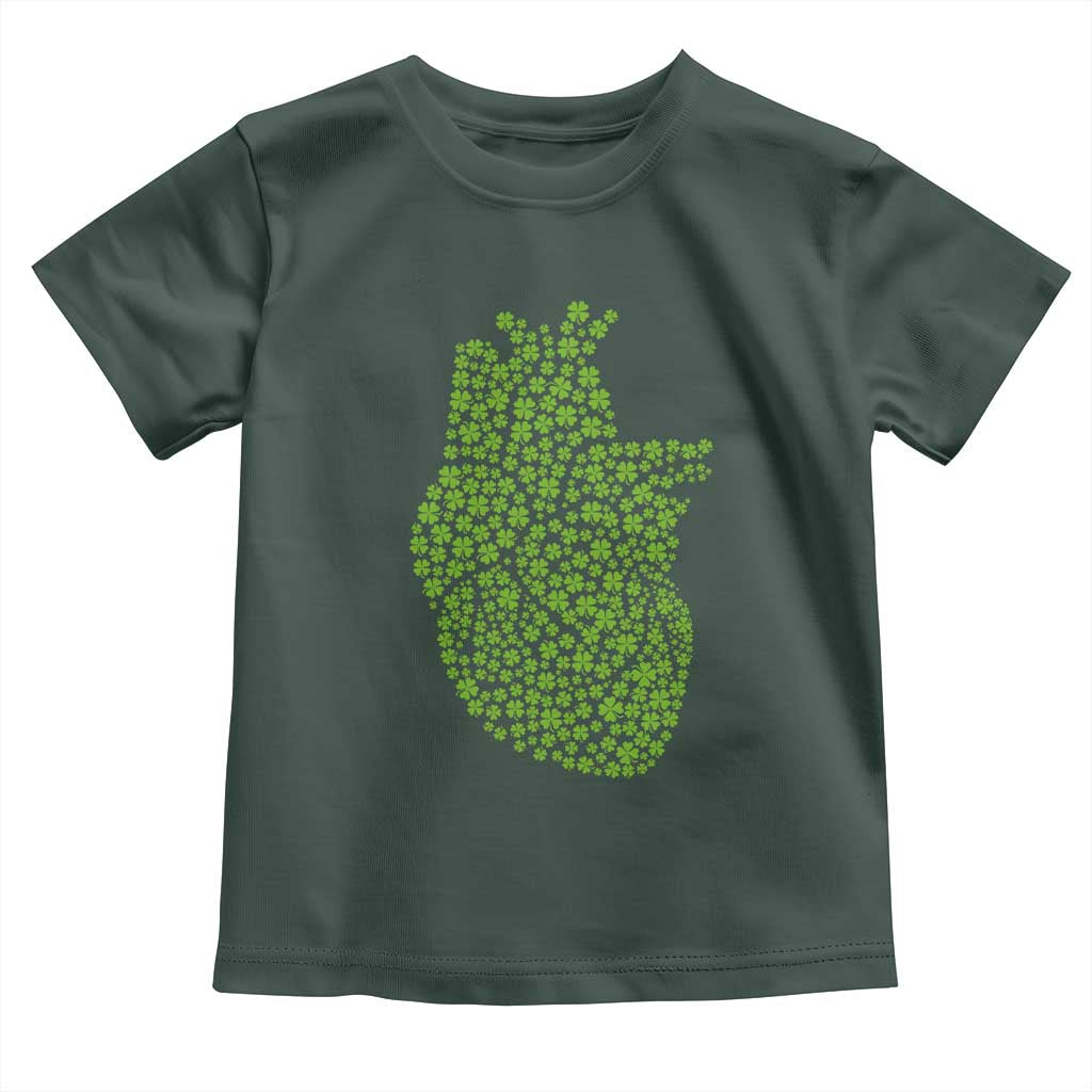 Lucky Shamrocks Heart Toddler T Shirt Anatomical Anatomy St Patrick's Day