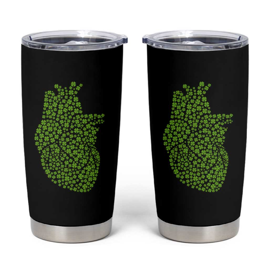 Lucky Shamrocks Heart Tumbler Cup Anatomical Anatomy St Patrick's Day