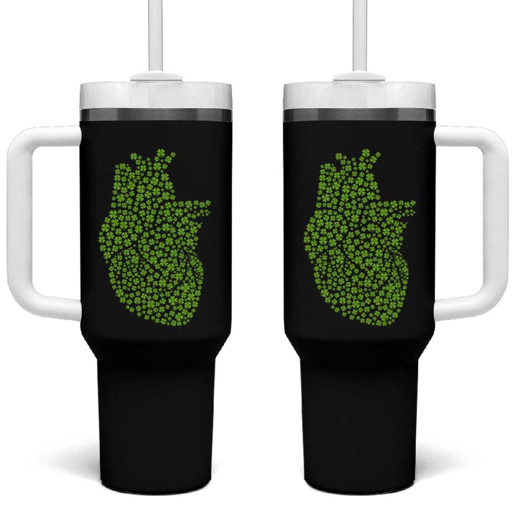 Lucky Shamrocks Heart Tumbler With Handle Anatomical Anatomy St Patrick's Day