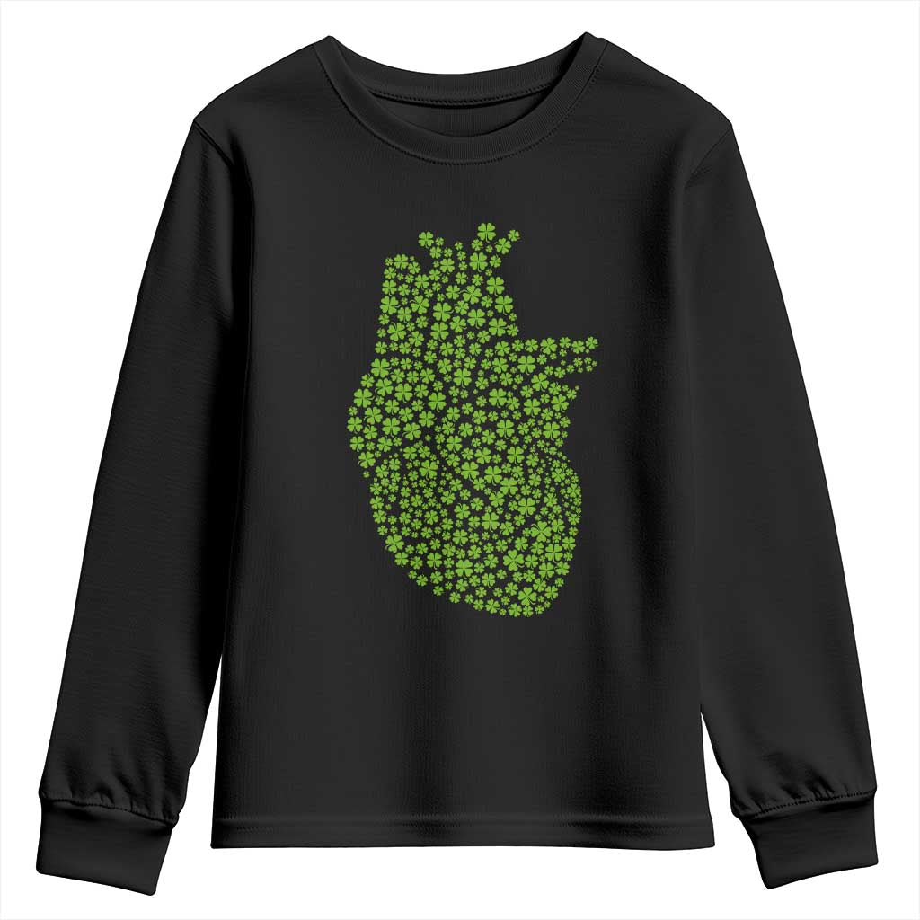 Lucky Shamrocks Heart Youth Sweatshirt Anatomical Anatomy St Patrick's Day