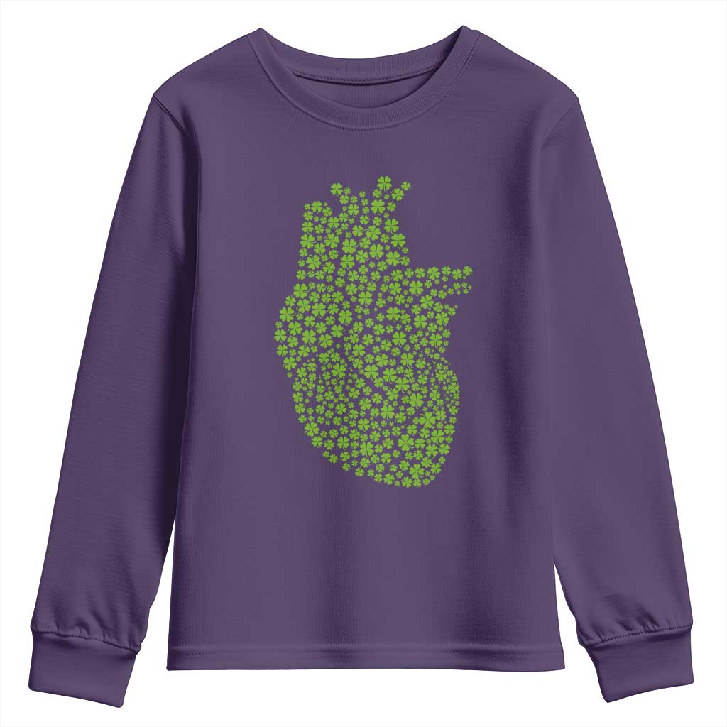 Lucky Shamrocks Heart Youth Sweatshirt Anatomical Anatomy St Patrick's Day