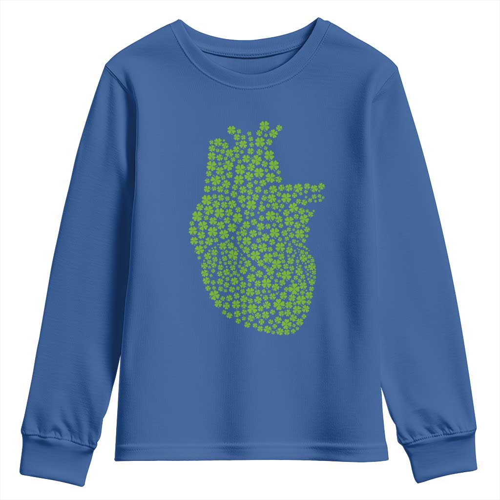 Lucky Shamrocks Heart Youth Sweatshirt Anatomical Anatomy St Patrick's Day
