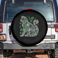 Irish Shamrock Cat Graphic Spare Tire Cover Saint Patrick Day for Cat Lovers