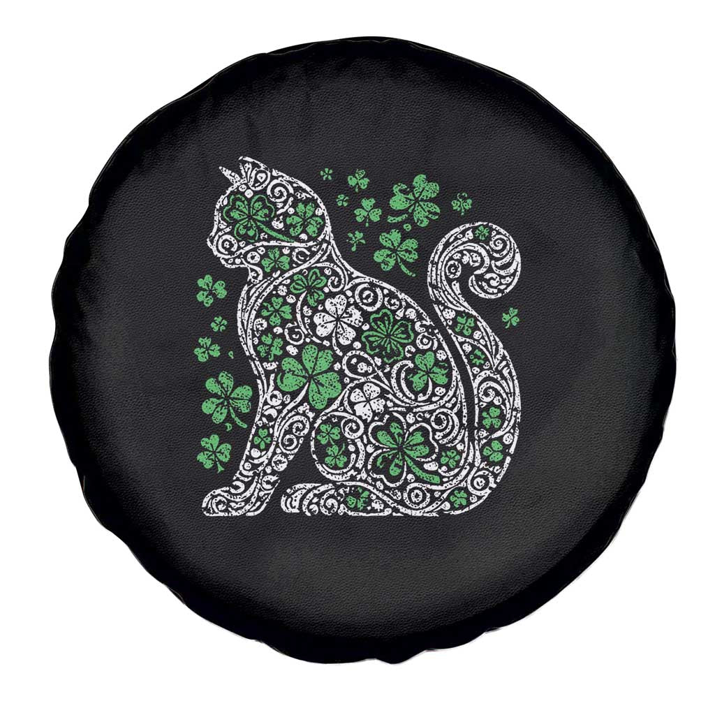 Irish Shamrock Cat Graphic Spare Tire Cover Saint Patrick Day for Cat Lovers
