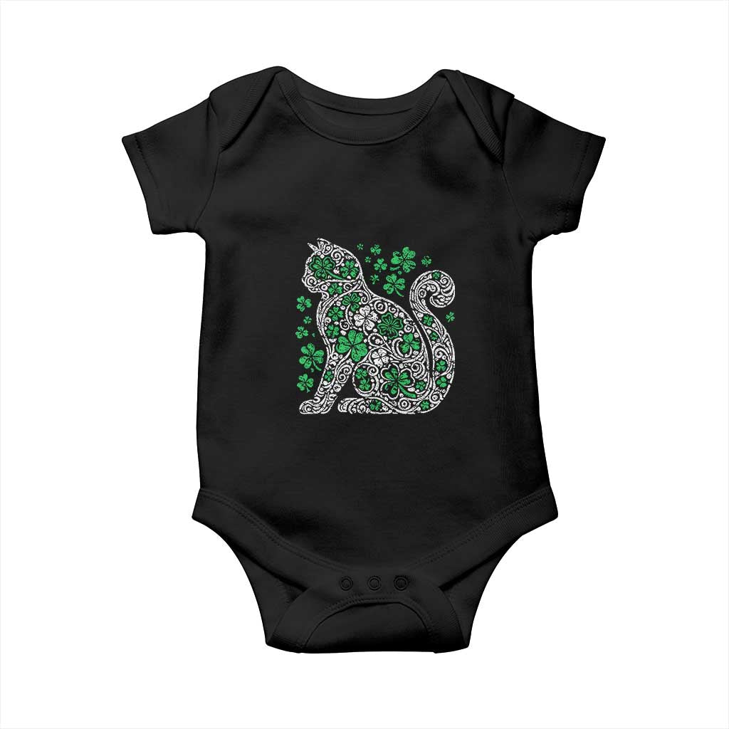 Irish Shamrock Cat Graphic Baby Onesie Saint Patrick Day for Cat Lovers