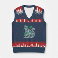 Irish Shamrock Cat Graphic V-Neck Knit Sweater Vest Saint Patrick Day for Cat Lovers - Wonder Print Shop