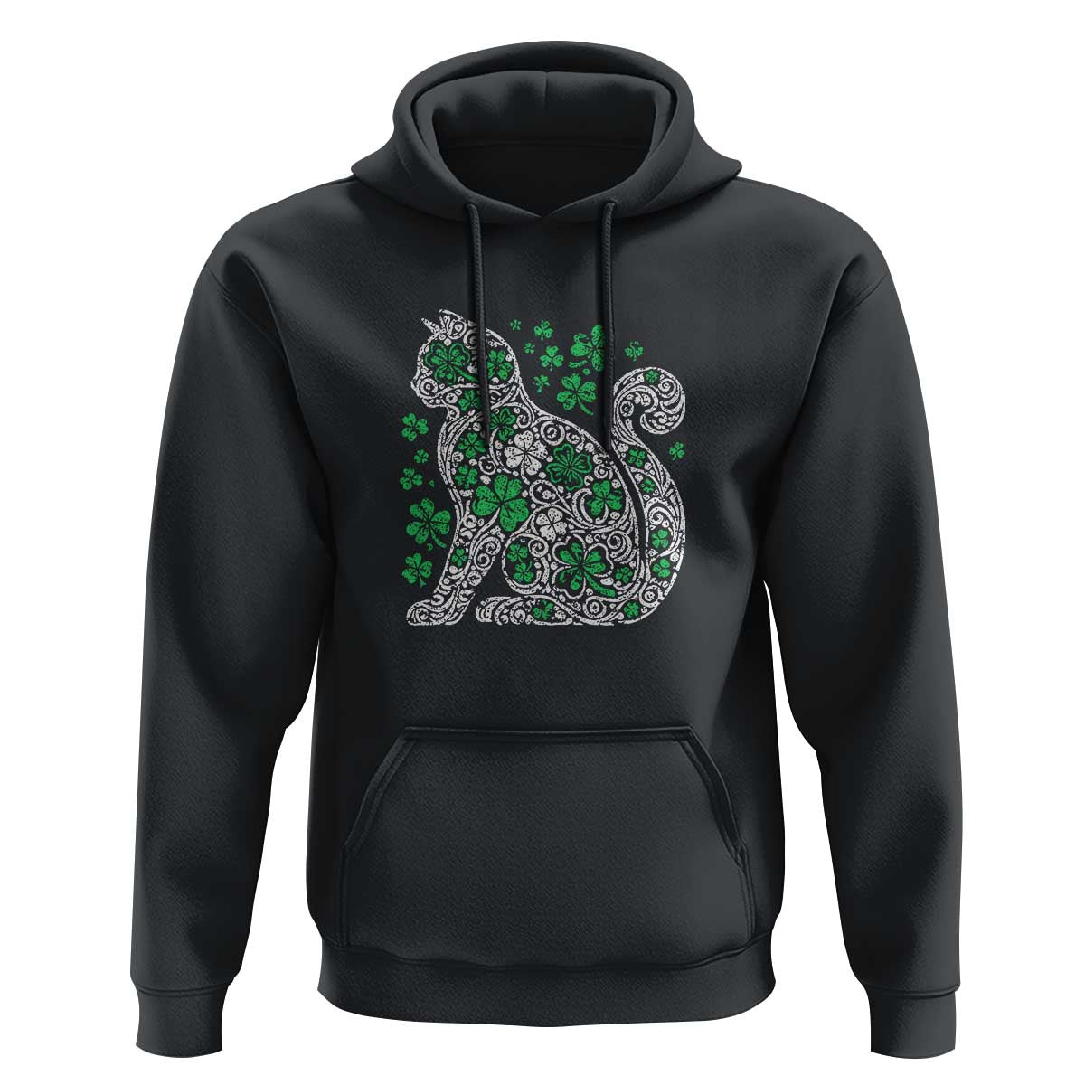Irish Shamrock Cat Graphic Hoodie Saint Patrick Day for Cat Lovers