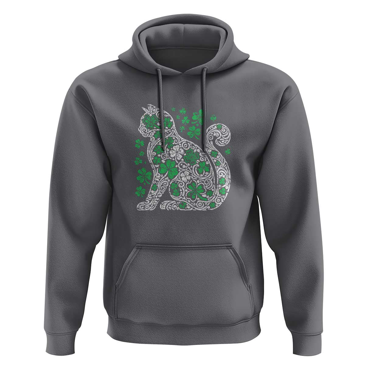 Irish Shamrock Cat Graphic Hoodie Saint Patrick Day for Cat Lovers