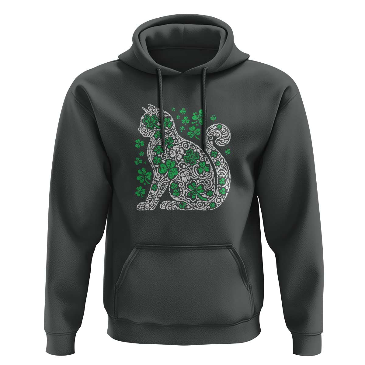 Irish Shamrock Cat Graphic Hoodie Saint Patrick Day for Cat Lovers