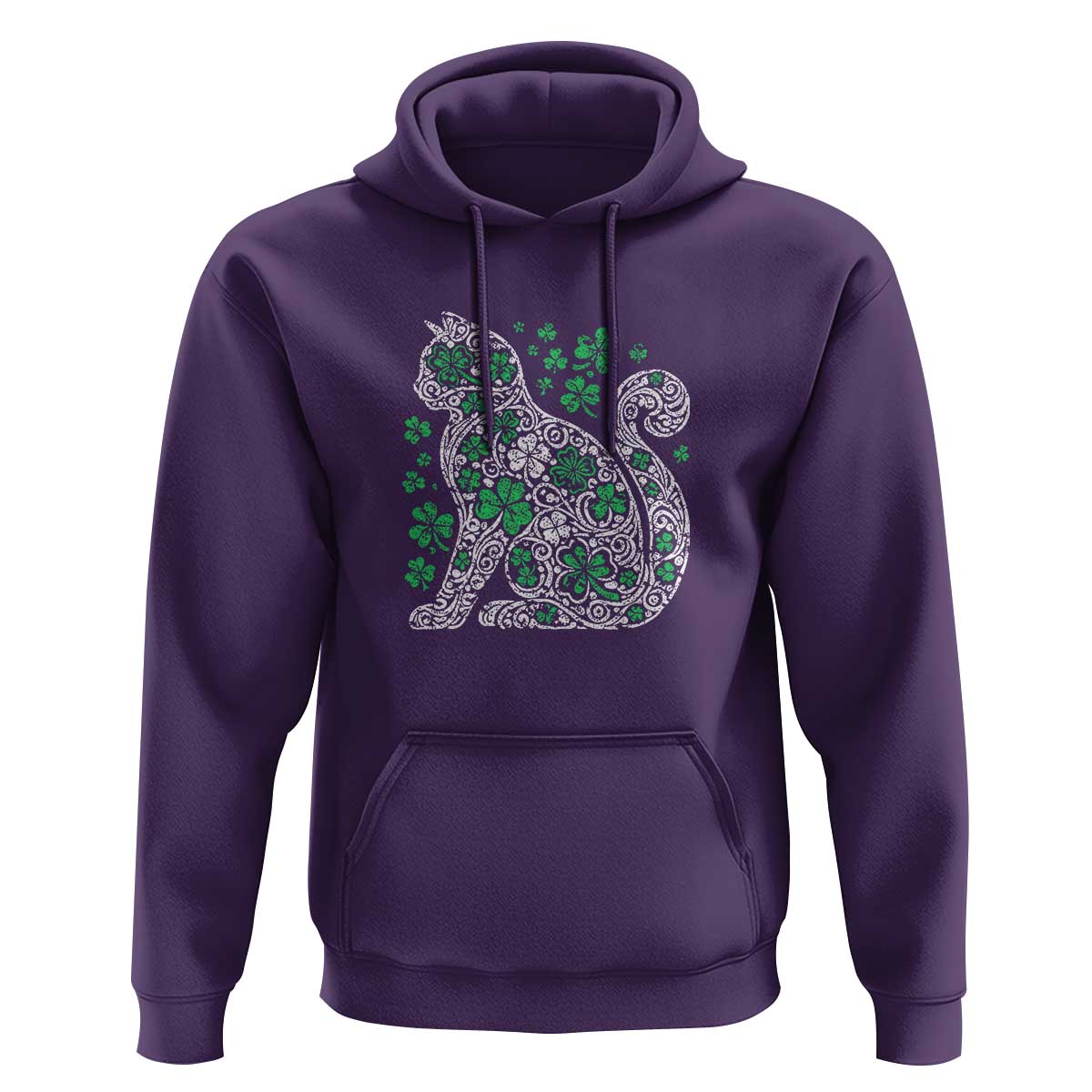 Irish Shamrock Cat Graphic Hoodie Saint Patrick Day for Cat Lovers