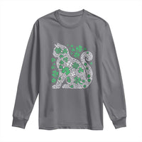 Irish Shamrock Cat Graphic Long Sleeve Shirt Saint Patrick Day for Cat Lovers