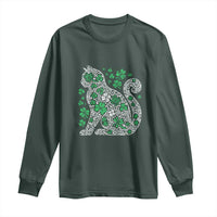 Irish Shamrock Cat Graphic Long Sleeve Shirt Saint Patrick Day for Cat Lovers