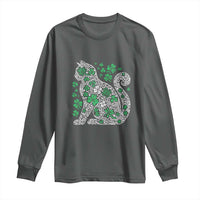 Irish Shamrock Cat Graphic Long Sleeve Shirt Saint Patrick Day for Cat Lovers