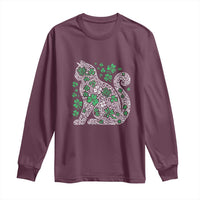 Irish Shamrock Cat Graphic Long Sleeve Shirt Saint Patrick Day for Cat Lovers