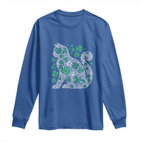 Irish Shamrock Cat Graphic Long Sleeve Shirt Saint Patrick Day for Cat Lovers