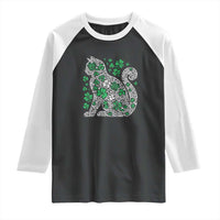 Irish Shamrock Cat Graphic Raglan Shirt Saint Patrick Day for Cat Lovers