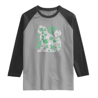 Irish Shamrock Cat Graphic Raglan Shirt Saint Patrick Day for Cat Lovers