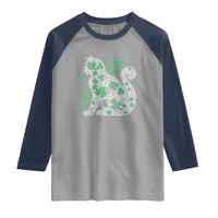 Irish Shamrock Cat Graphic Raglan Shirt Saint Patrick Day for Cat Lovers