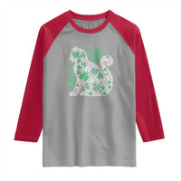 Irish Shamrock Cat Graphic Raglan Shirt Saint Patrick Day for Cat Lovers