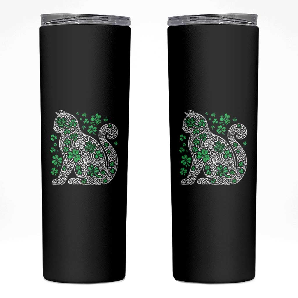 Irish Shamrock Cat Graphic Skinny Tumbler Saint Patrick Day for Cat Lovers