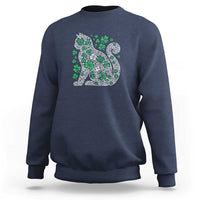 Irish Shamrock Cat Graphic Sweatshirt Saint Patrick Day for Cat Lovers
