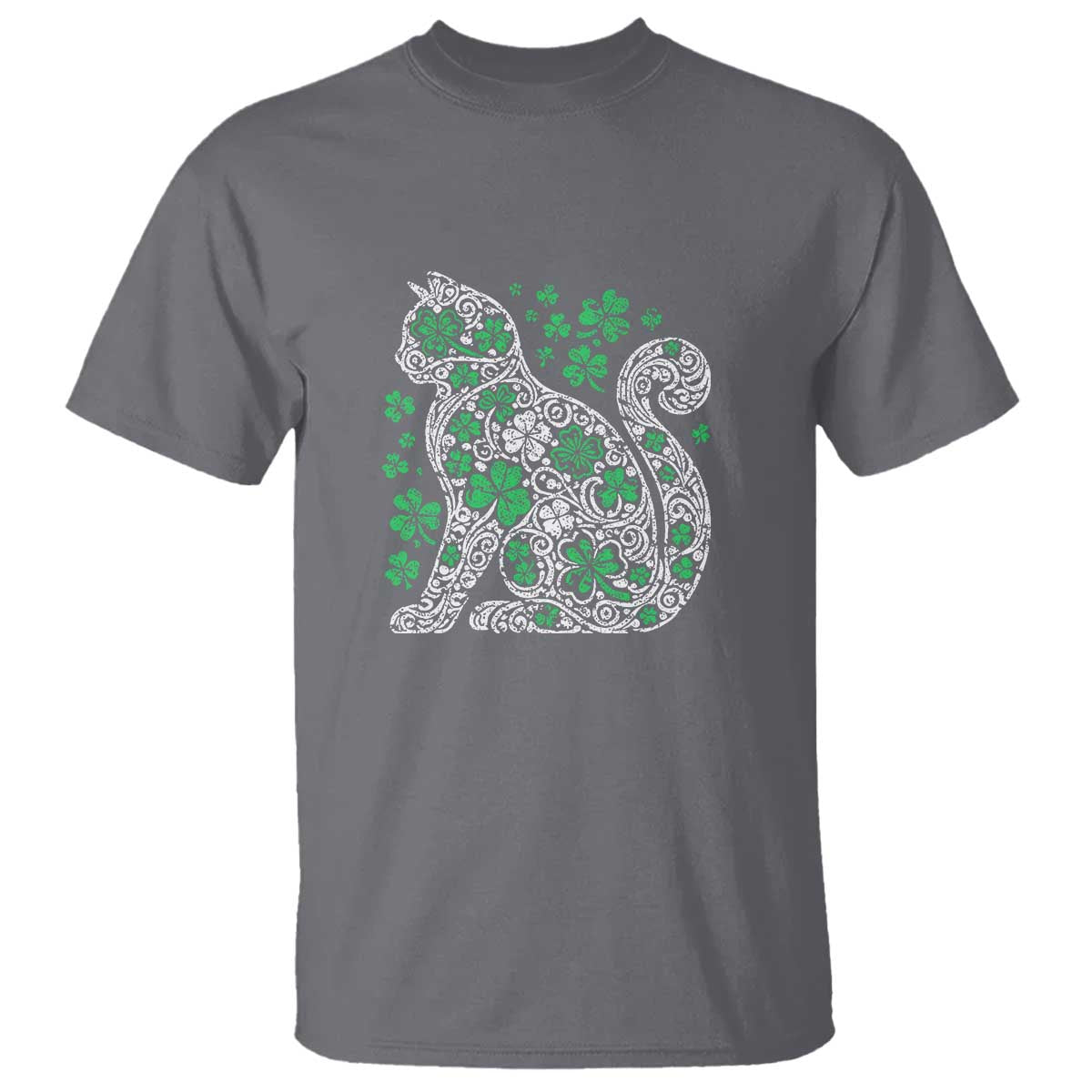 Irish Shamrock Cat Graphic T Shirt Saint Patrick Day for Cat Lovers