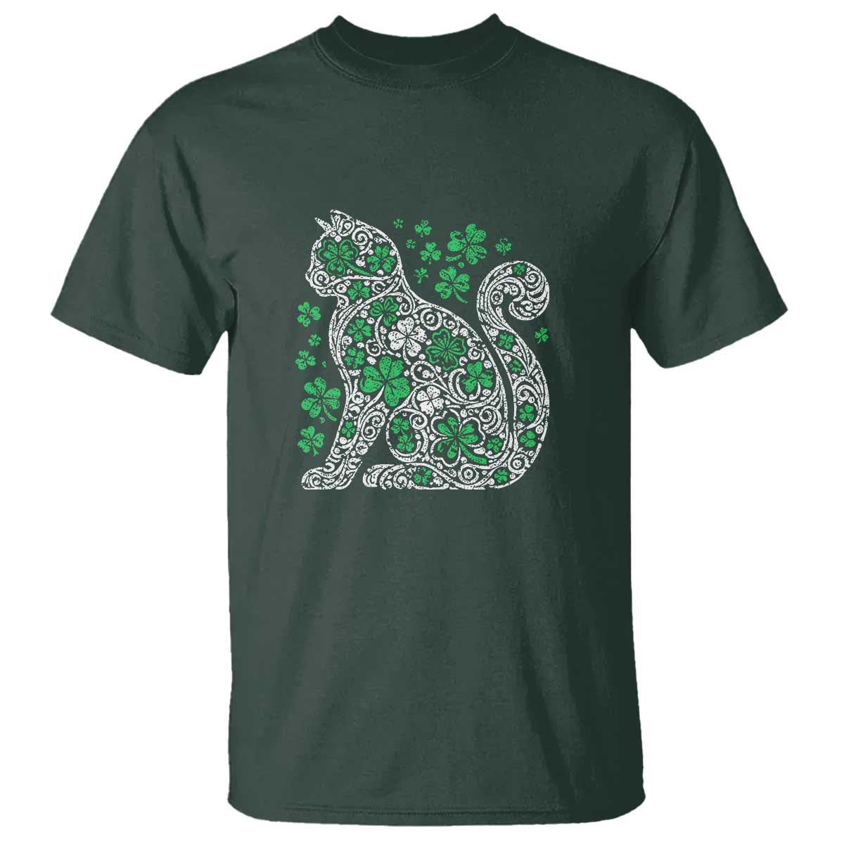 Irish Shamrock Cat Graphic T Shirt Saint Patrick Day for Cat Lovers
