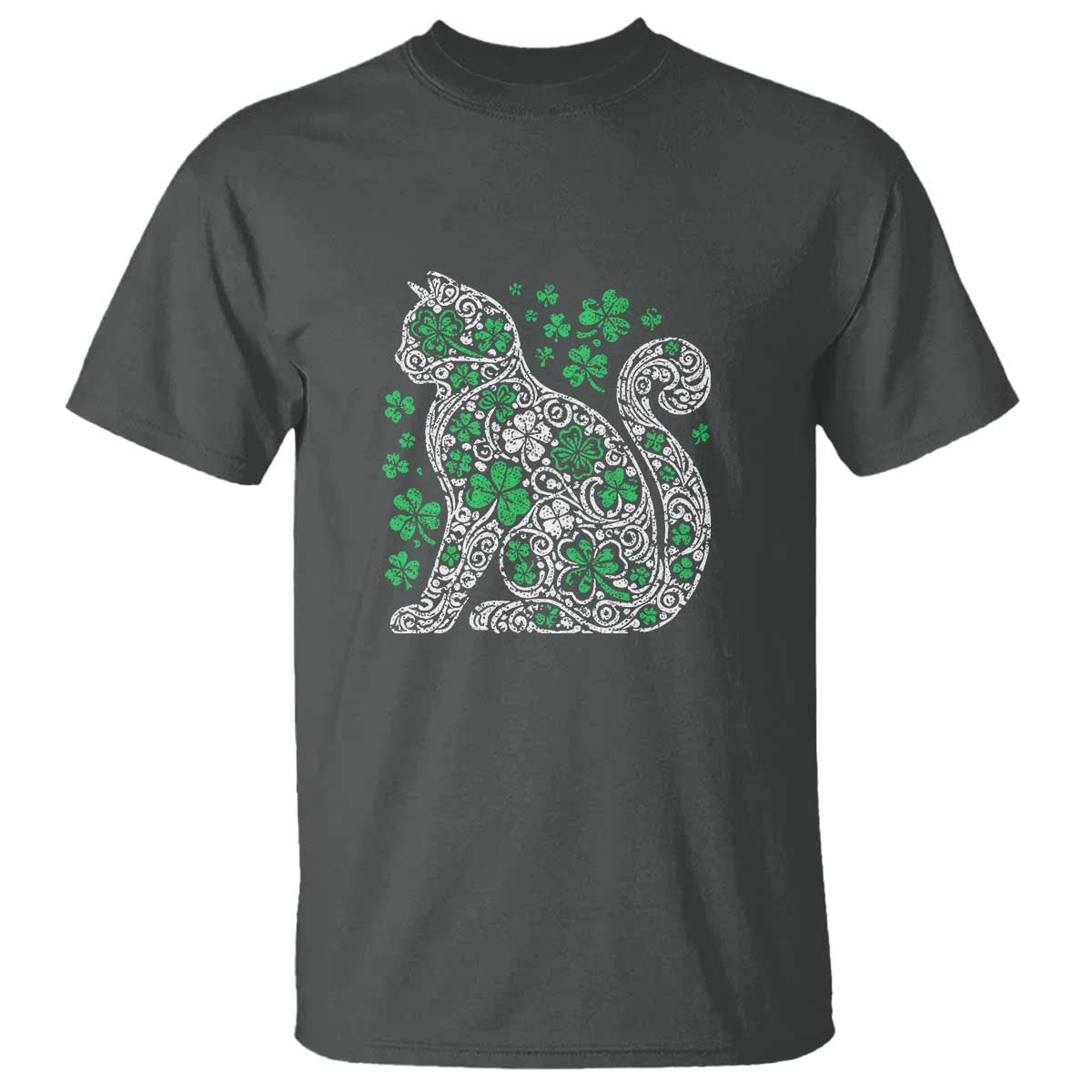 Irish Shamrock Cat Graphic T Shirt Saint Patrick Day for Cat Lovers
