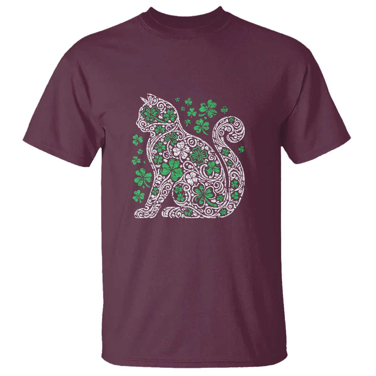 Irish Shamrock Cat Graphic T Shirt Saint Patrick Day for Cat Lovers