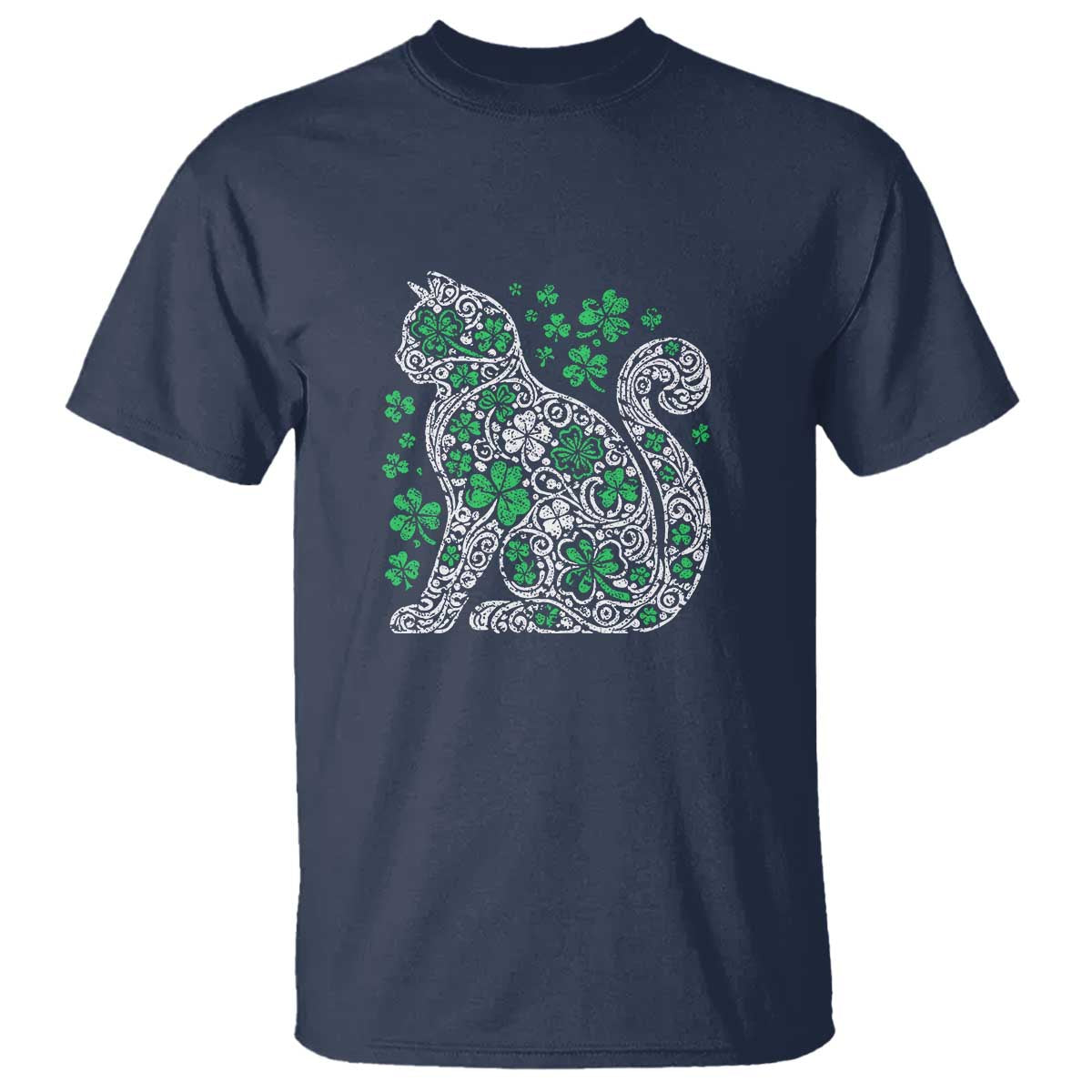Irish Shamrock Cat Graphic T Shirt Saint Patrick Day for Cat Lovers