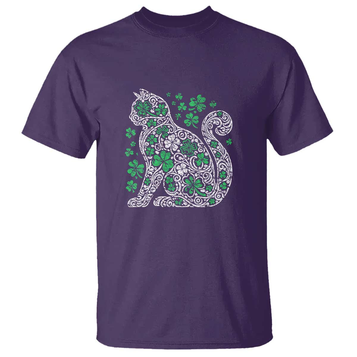 Irish Shamrock Cat Graphic T Shirt Saint Patrick Day for Cat Lovers