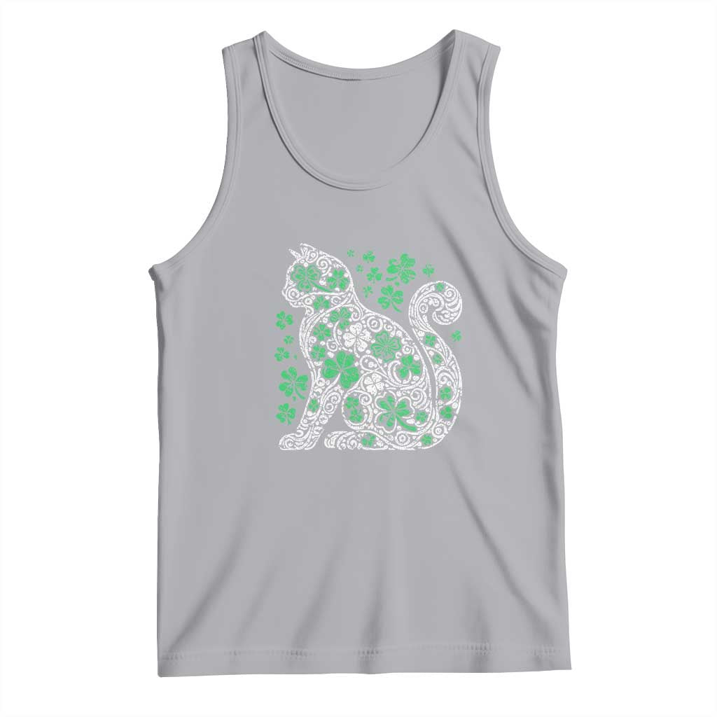 Irish Shamrock Cat Graphic Tank Top Saint Patrick Day for Cat Lovers