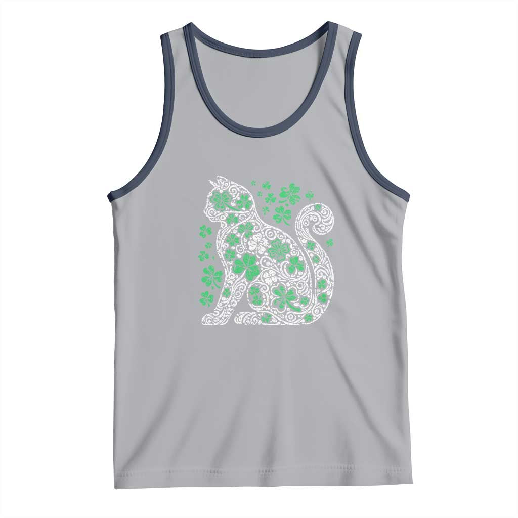 Irish Shamrock Cat Graphic Tank Top Saint Patrick Day for Cat Lovers