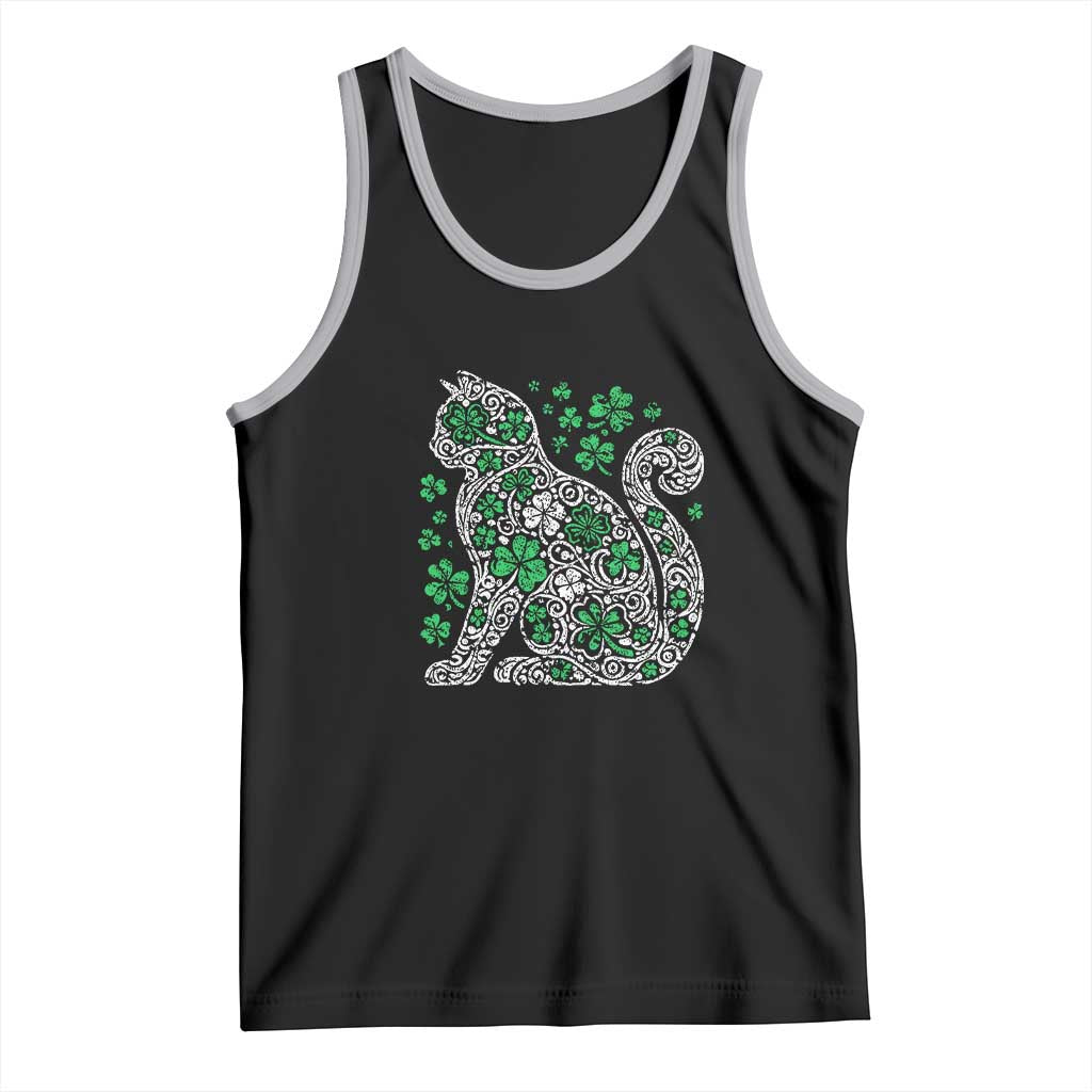 Irish Shamrock Cat Graphic Tank Top Saint Patrick Day for Cat Lovers