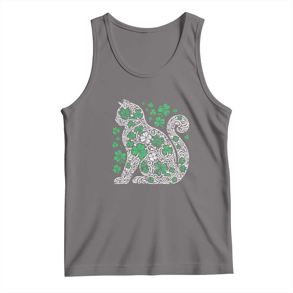 Irish Shamrock Cat Graphic Tank Top Saint Patrick Day for Cat Lovers