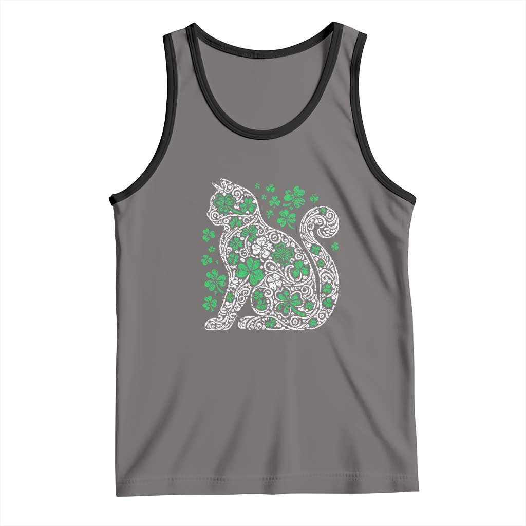 Irish Shamrock Cat Graphic Tank Top Saint Patrick Day for Cat Lovers