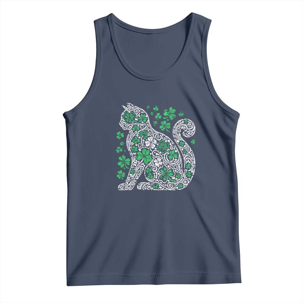 Irish Shamrock Cat Graphic Tank Top Saint Patrick Day for Cat Lovers