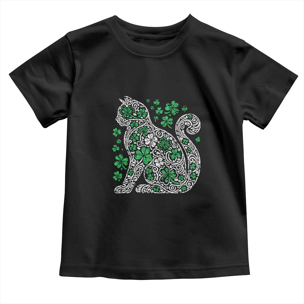 Irish Shamrock Cat Graphic Toddler T Shirt Saint Patrick Day for Cat Lovers