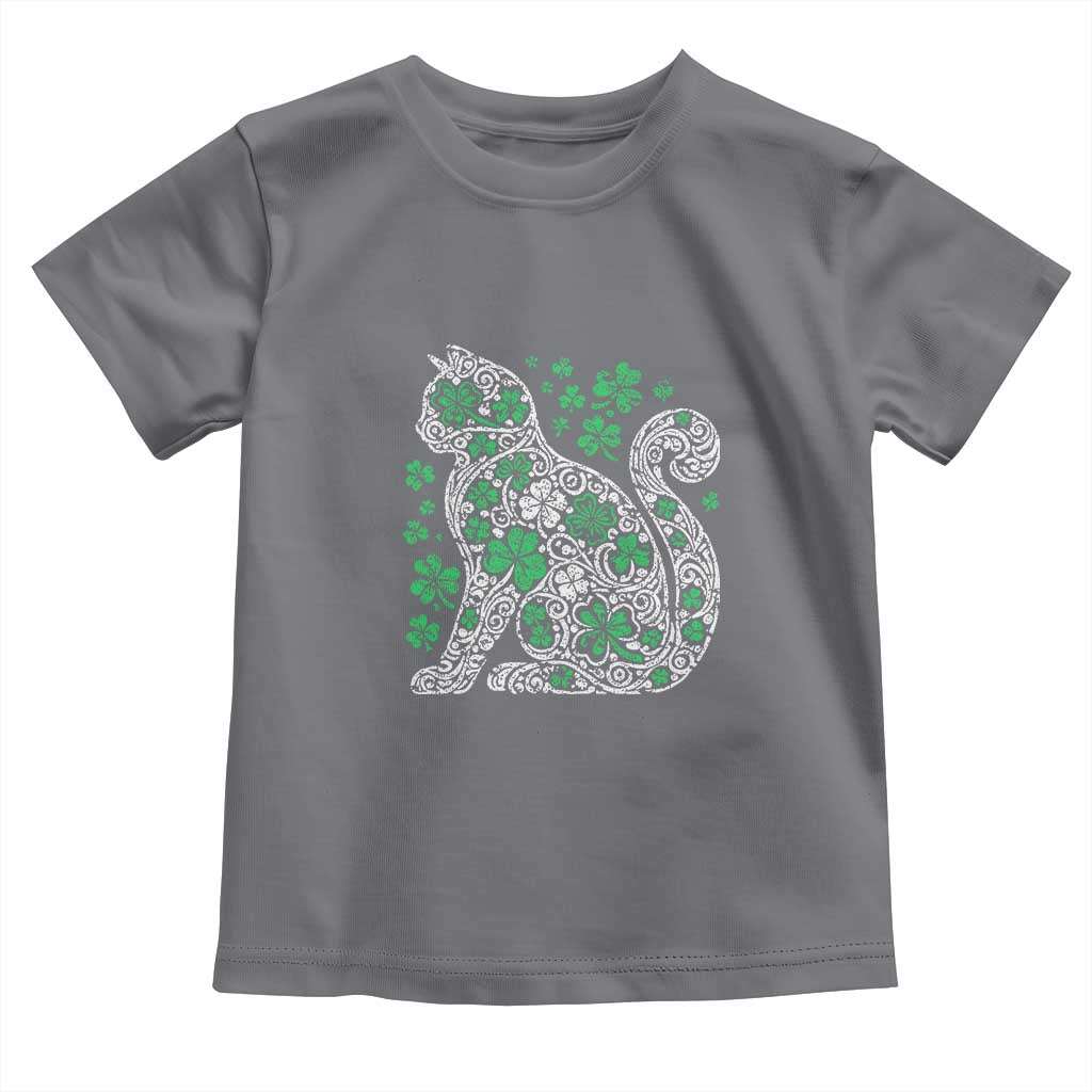 Irish Shamrock Cat Graphic Toddler T Shirt Saint Patrick Day for Cat Lovers
