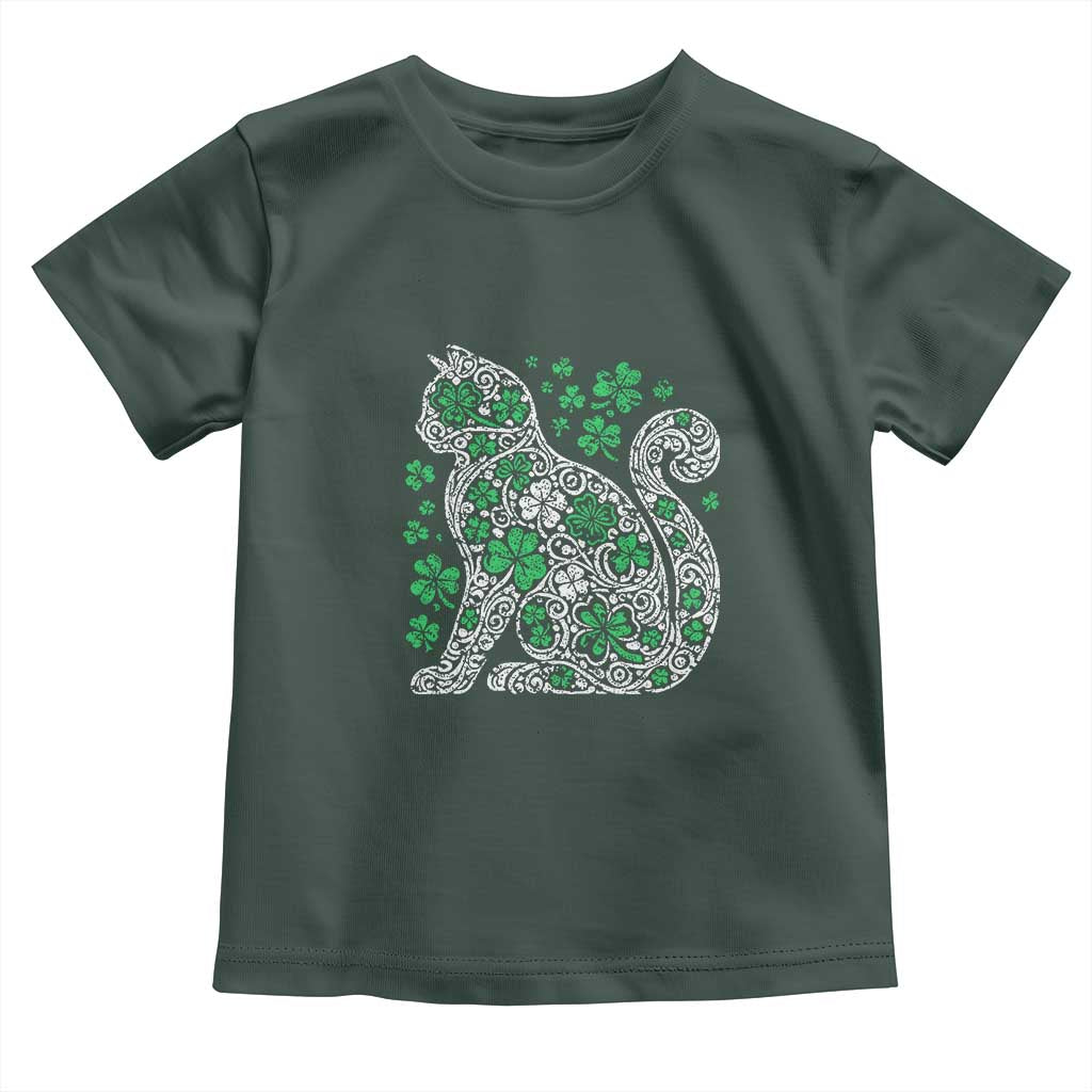 Irish Shamrock Cat Graphic Toddler T Shirt Saint Patrick Day for Cat Lovers