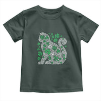 Irish Shamrock Cat Graphic Toddler T Shirt Saint Patrick Day for Cat Lovers