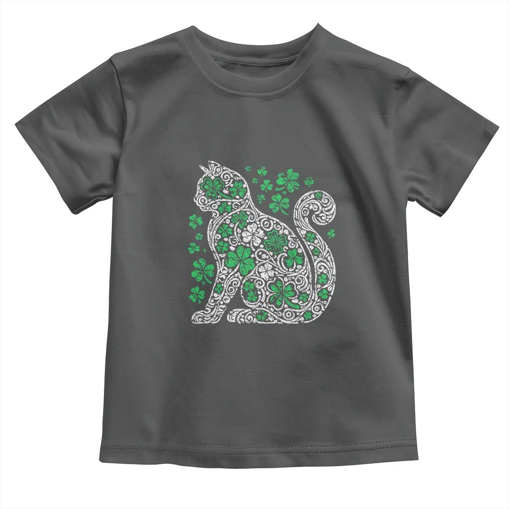Irish Shamrock Cat Graphic Toddler T Shirt Saint Patrick Day for Cat Lovers