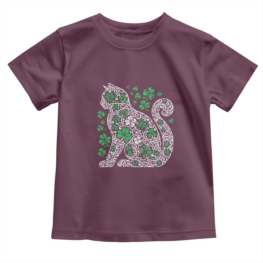 Irish Shamrock Cat Graphic Toddler T Shirt Saint Patrick Day for Cat Lovers