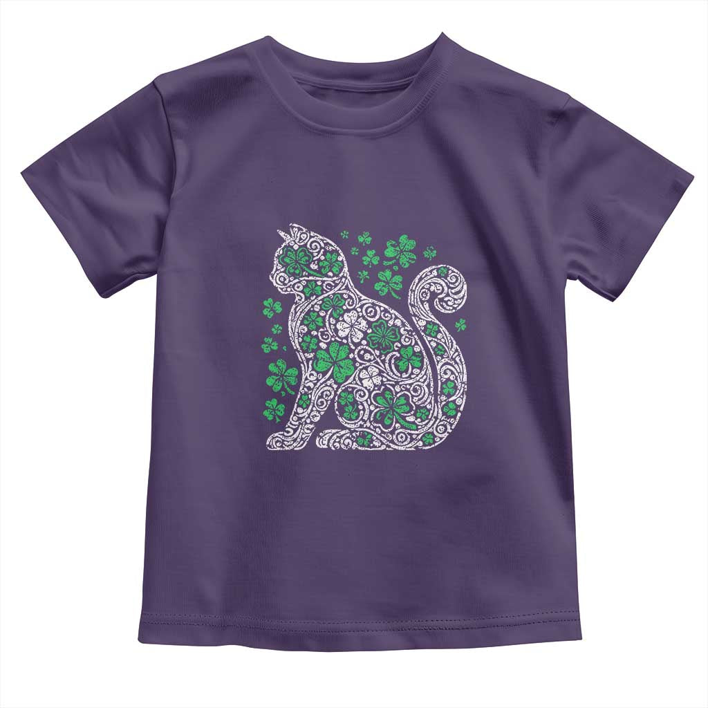 Irish Shamrock Cat Graphic Toddler T Shirt Saint Patrick Day for Cat Lovers