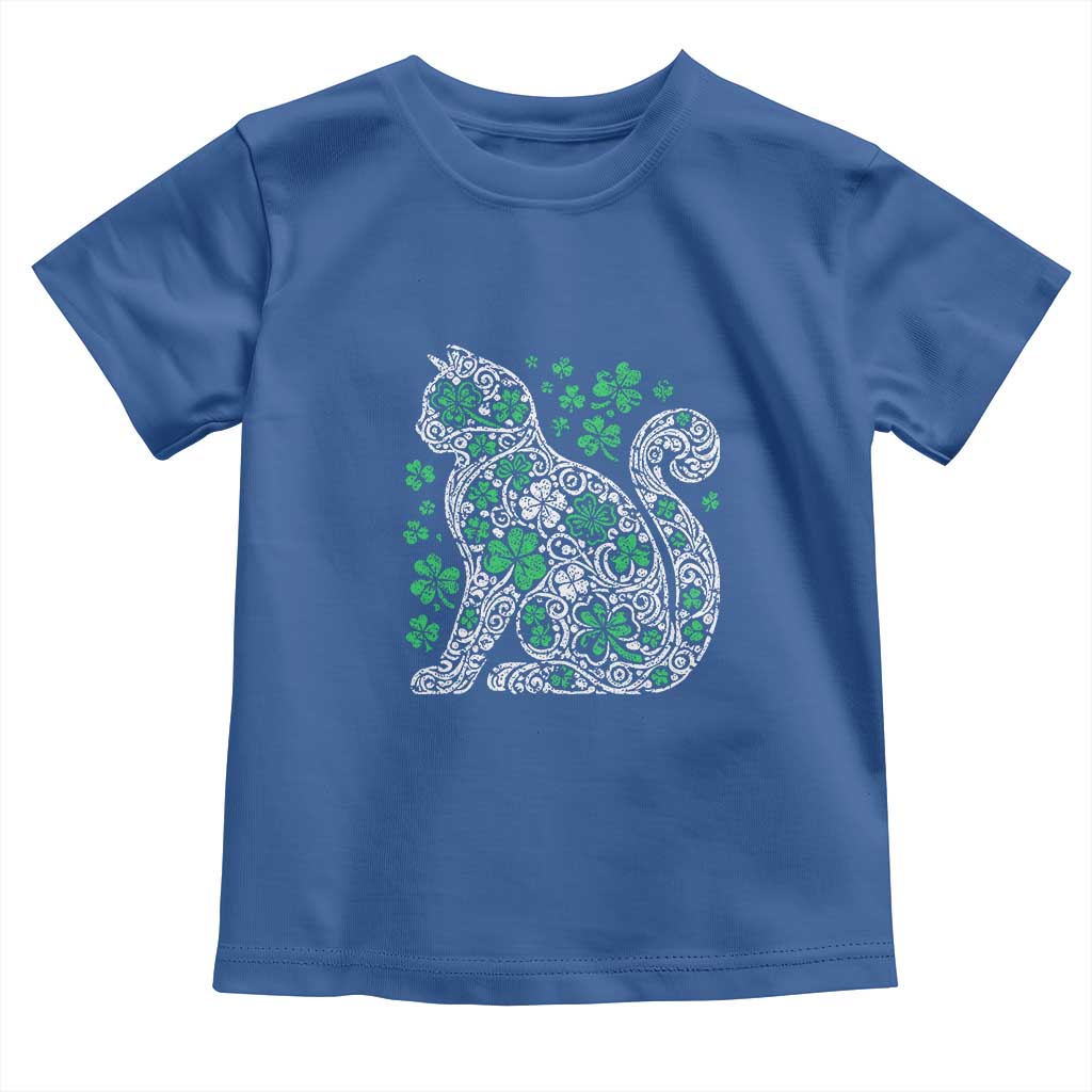 Irish Shamrock Cat Graphic Toddler T Shirt Saint Patrick Day for Cat Lovers