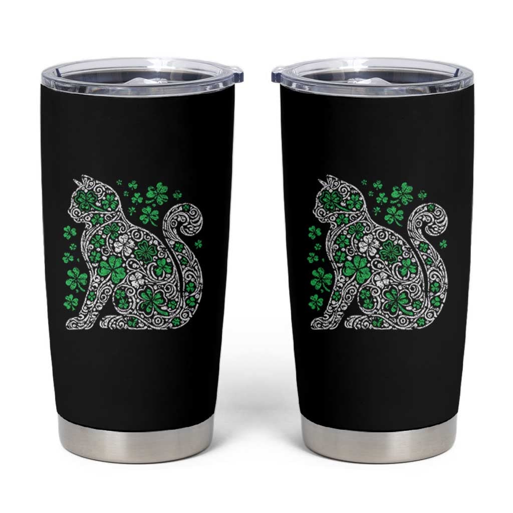 Irish Shamrock Cat Graphic Tumbler Cup Saint Patrick Day for Cat Lovers