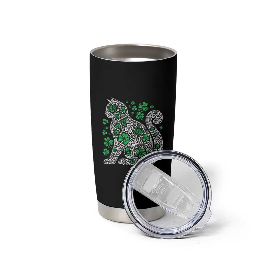 Irish Shamrock Cat Graphic Tumbler Cup Saint Patrick Day for Cat Lovers